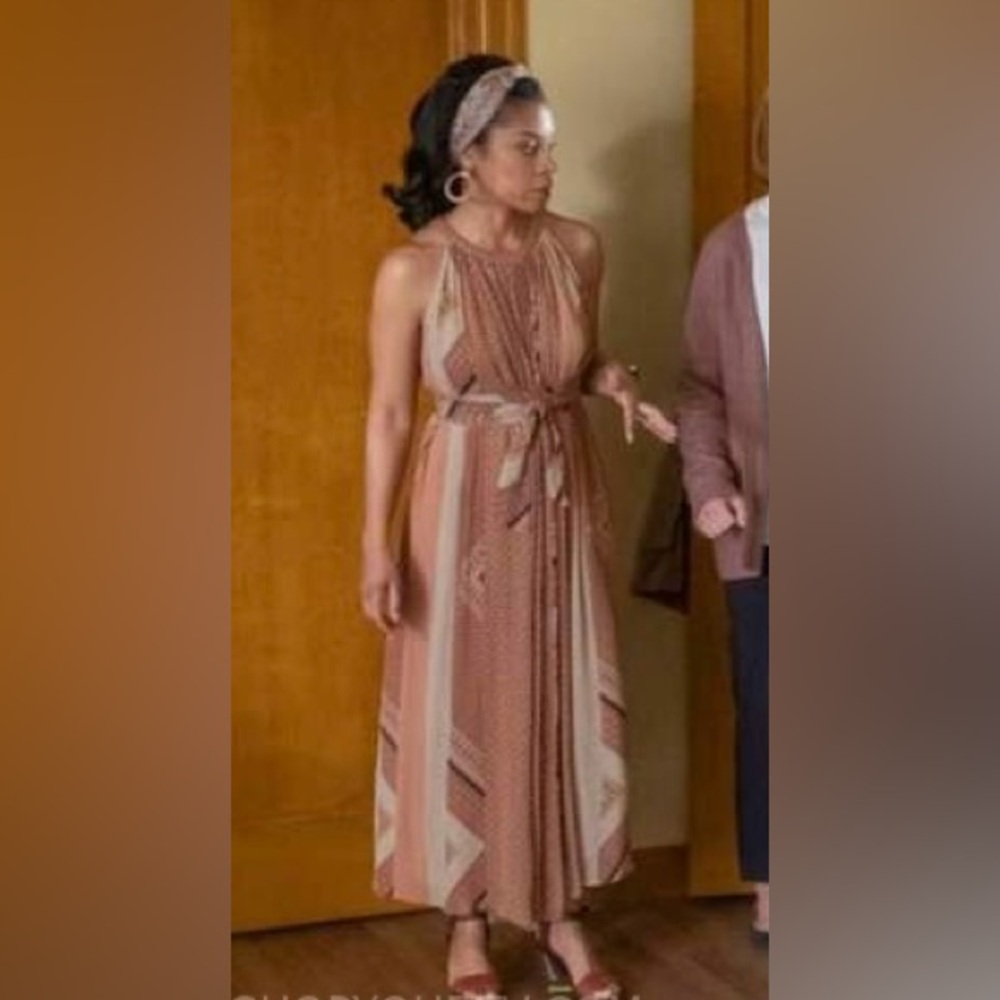 ✨ Anthropologie Nikita Mhaisalkar Abstract Halter Maxi Dress AS SEEN ON TV ✨ - Picture 8 of 9